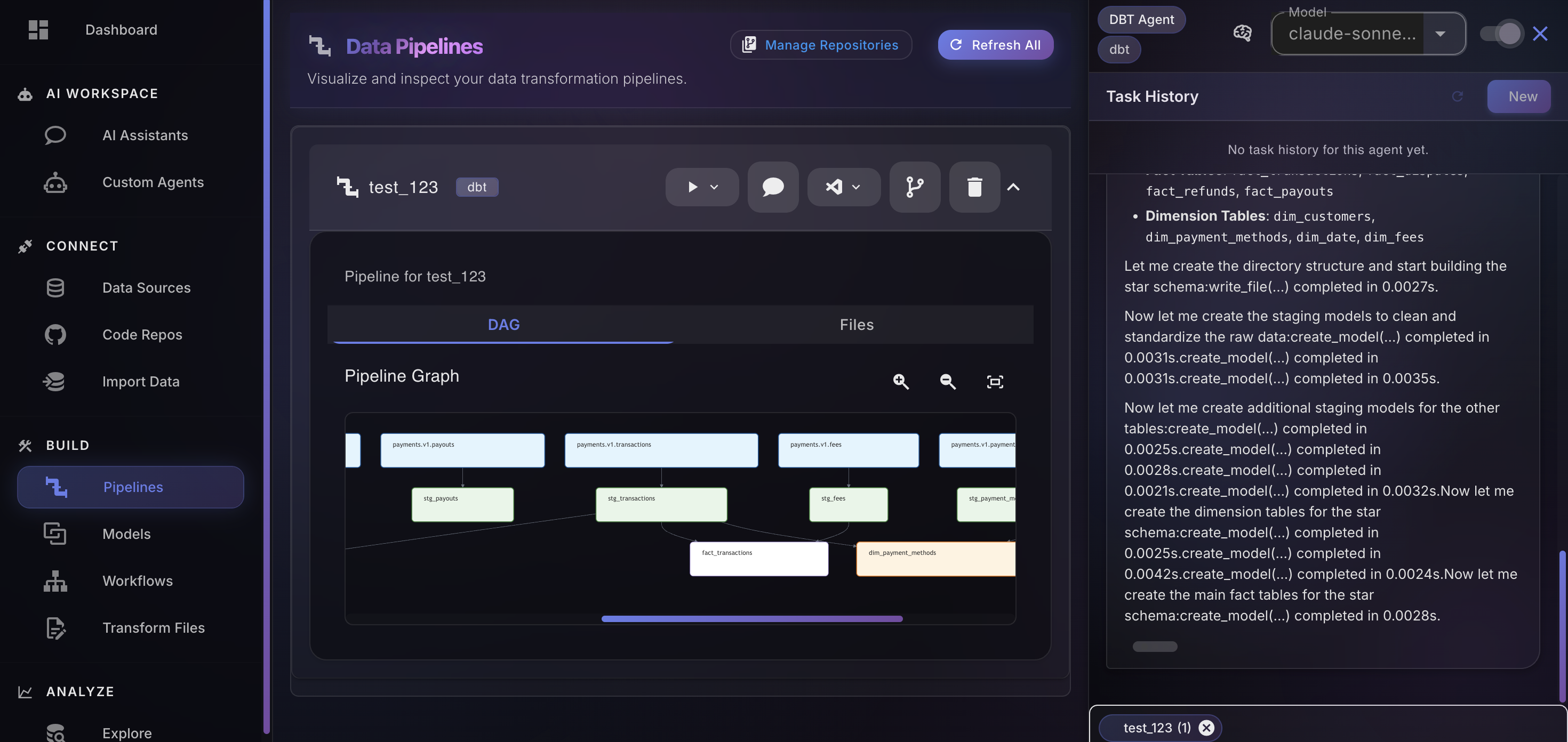 AI-generated dbt transformations